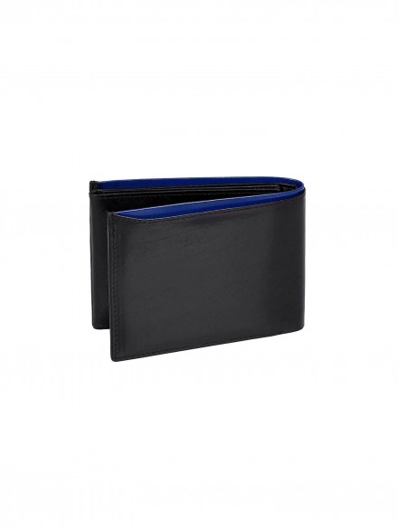 čierna s modrým lemom kožená peňaženka