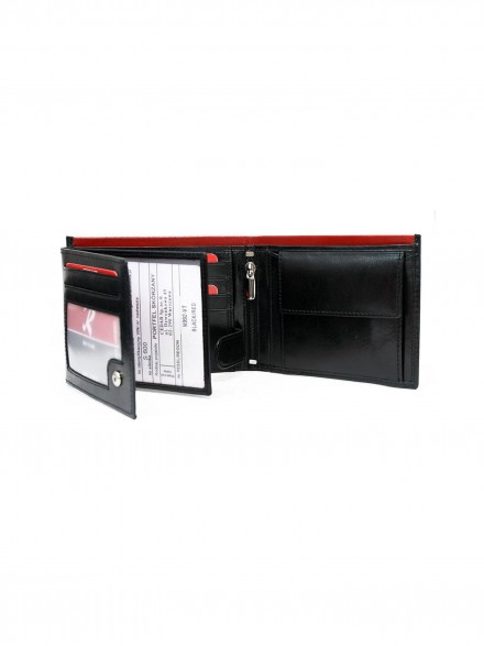 čierna s červeným lemom kožená peňaženka