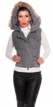 Trendová bunda s kapucňou a odnímateľnou kožušinou