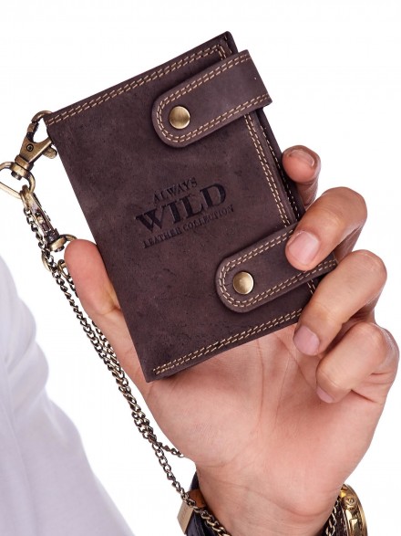 Atraktívna pánska kožená peňaženka s retiazkou