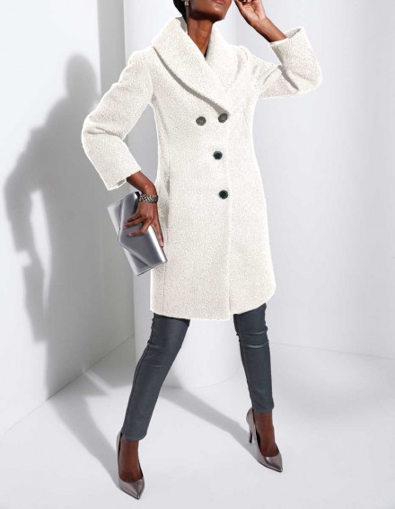 Elegantný dámsky biely kabát