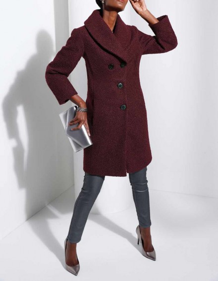 Elegantný dámsky bordový kabát