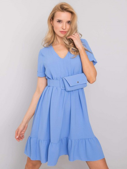 Atraktívne dámske, modré šaty s kapsičkou
